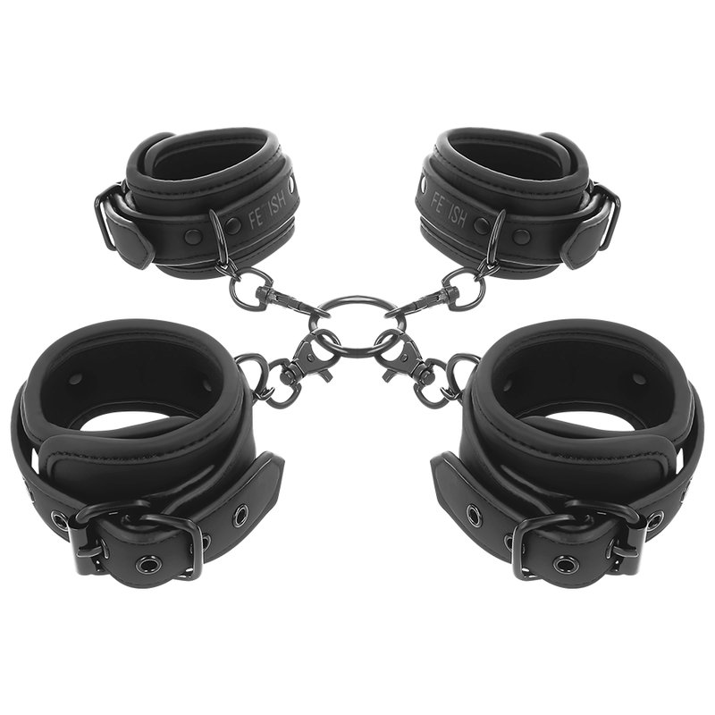 FETISH SUBMISSIVE - JUEGO DE ESPOSAS PARA MANOS Y TOBILLOS CON FORRO DE NOPRENE