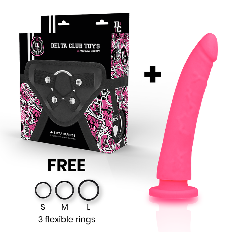 DELTA CLUB - ARNÉS DE JUGUETE + PENE DE SILICONA ROSA 17 CM -O- 3 CM