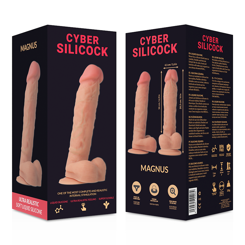 CYBER SILICOCK - PENE DE SILICONA LÍQUIDA SUAVE ULTRA REALISTA 20,5 CM -O- 4,1 CM