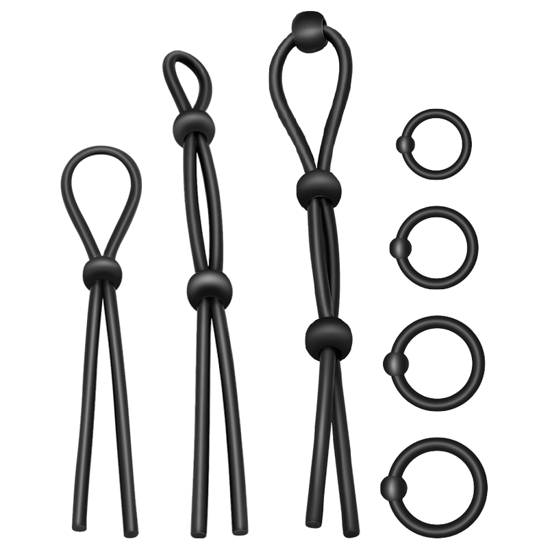 JUGUETES ADICTIVOS - JUEGO DE 7 ANILLOS PARA EL PENE DE SILICONA FLEXIBLES